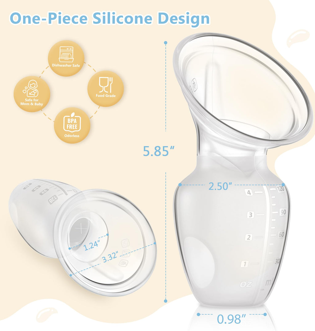 Manual Breast Pump for Breastfeeding Essentials, with Spill Free Valve,Clear,4oz