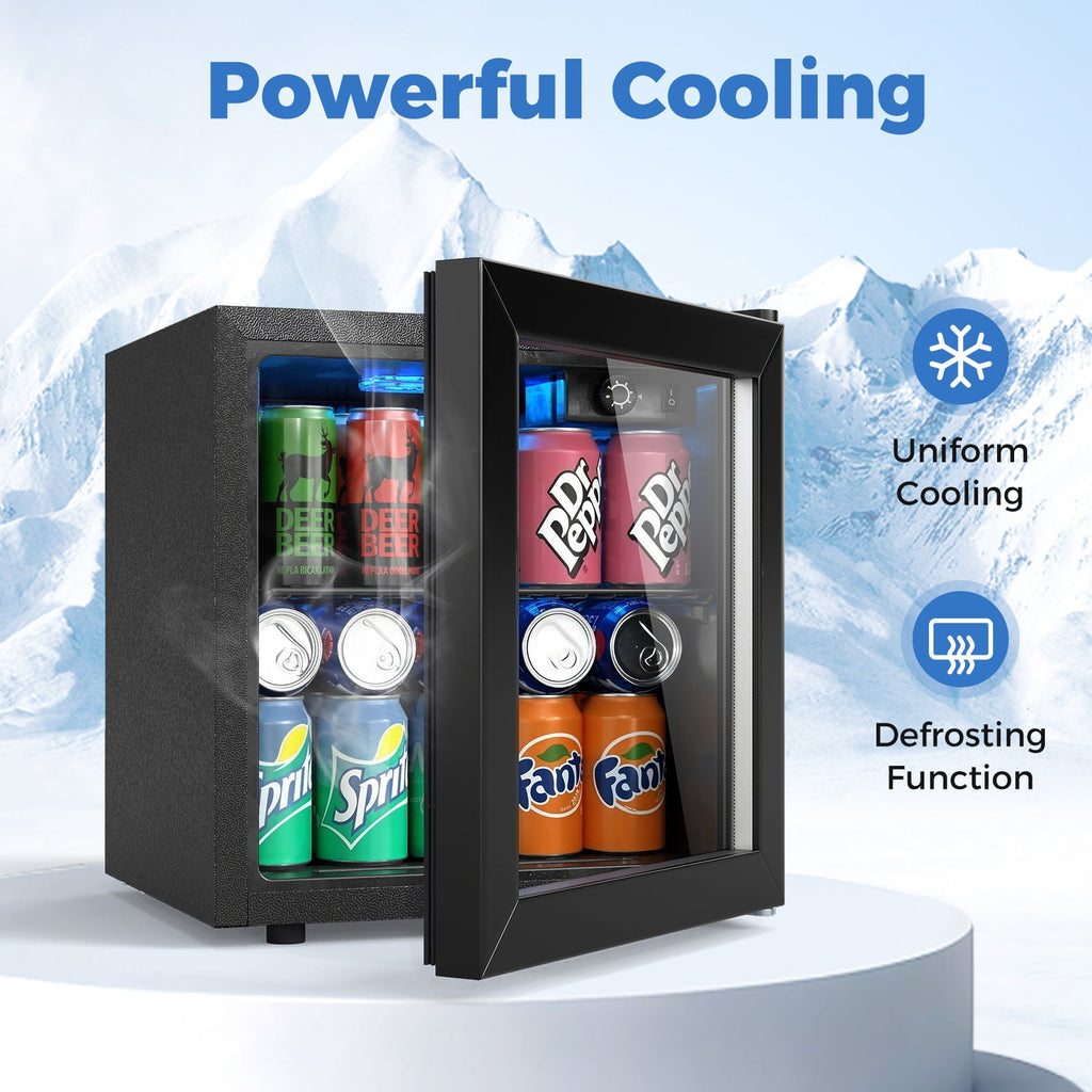 Beverage Refrigerator Cooler 1.3 Cu. Ft. 12 Bottles 55 Cans Mini Fridge-Black
