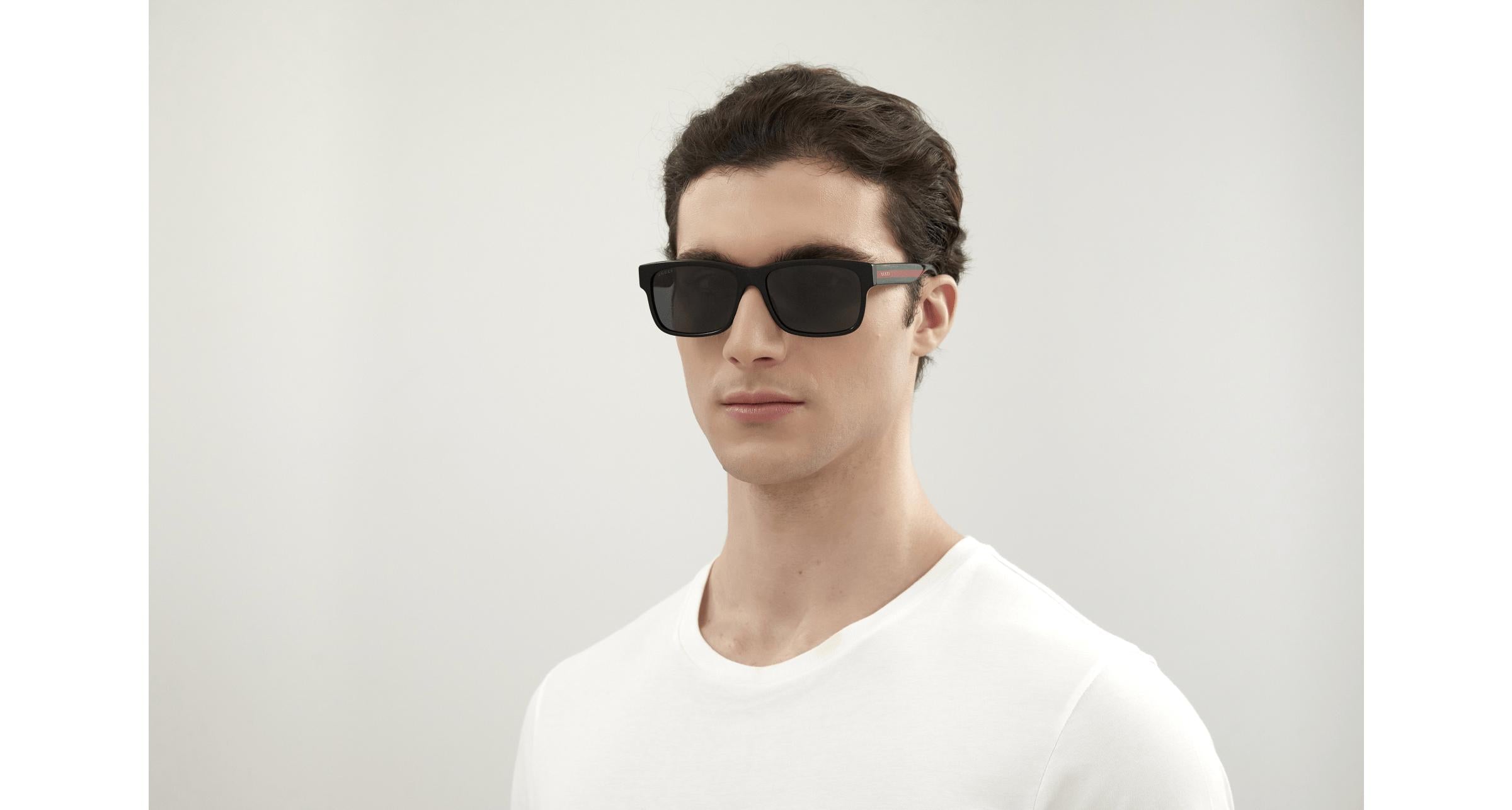 Gucci GG0340S-006 58 “Recycled Ace” Men’s Rectangular Sunglasses (UPC 889652155562)