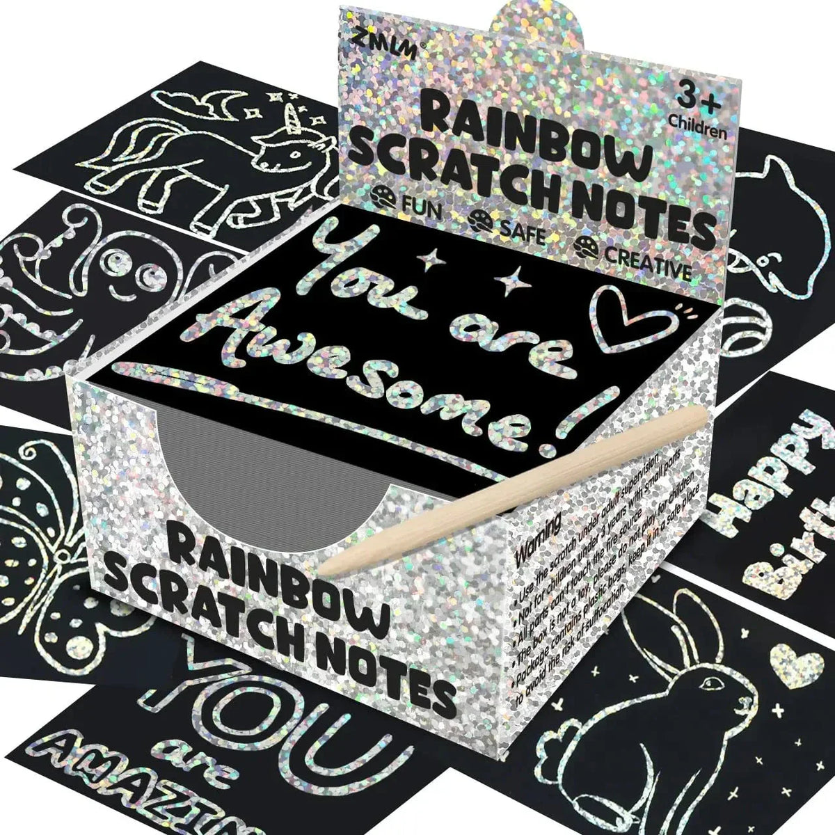 Dazzling Scratch Painting Kit - Parent-Child Interactive DIY Craft Toy with Note Cards