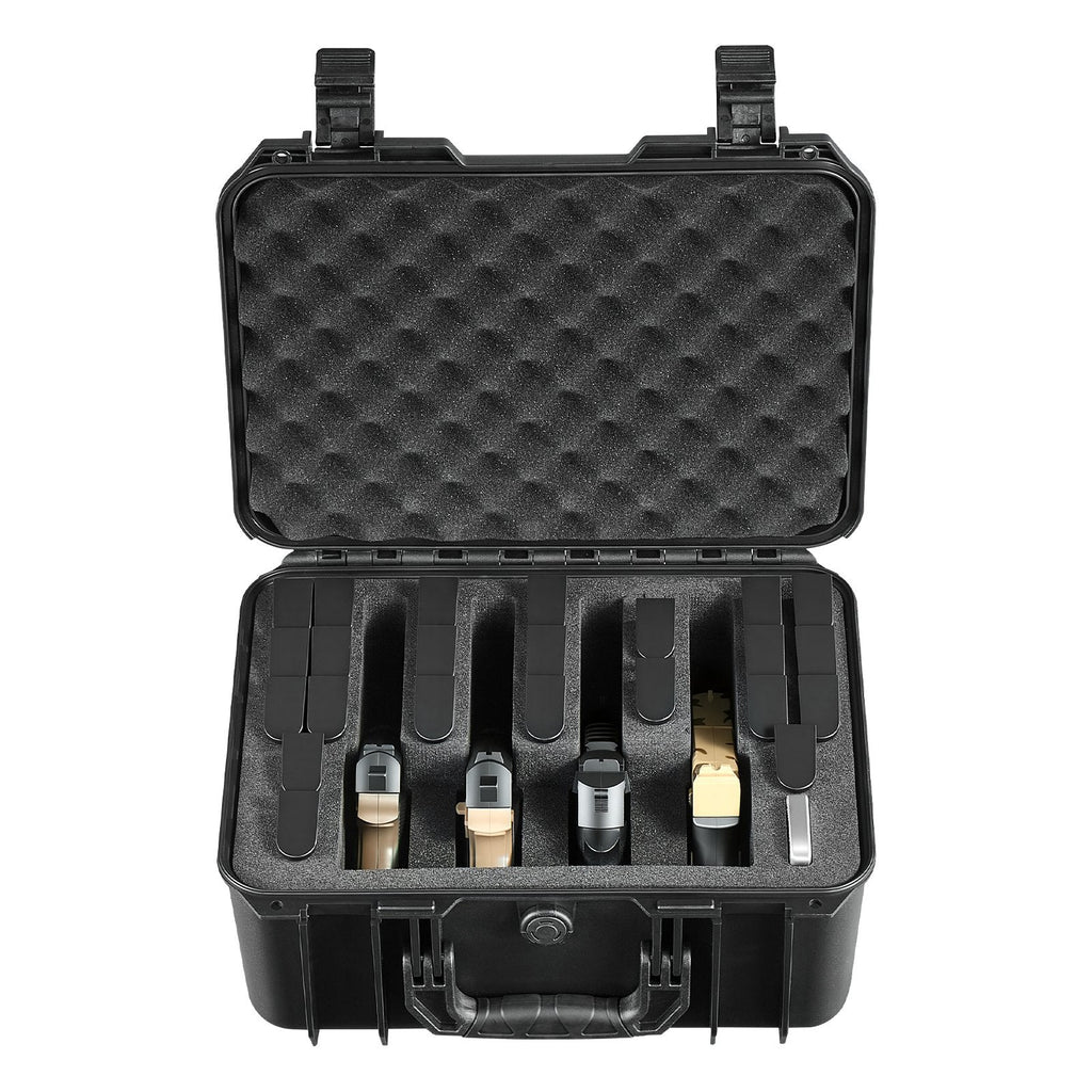 Hard Pistol Case, Heavy Duty Hard Gun Case with XPE Foam Lining, Waterproof Pistol Storage Box with Customizable Interior & Handle for Gun, Lenses, Camera, Gear, TSA Compliant, 15.9x12.5x7.5 in